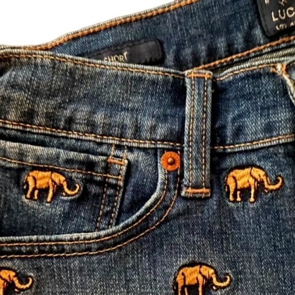 Lucky Brand Elephant Embroidered Jean Shorts - Picture 4 of 4